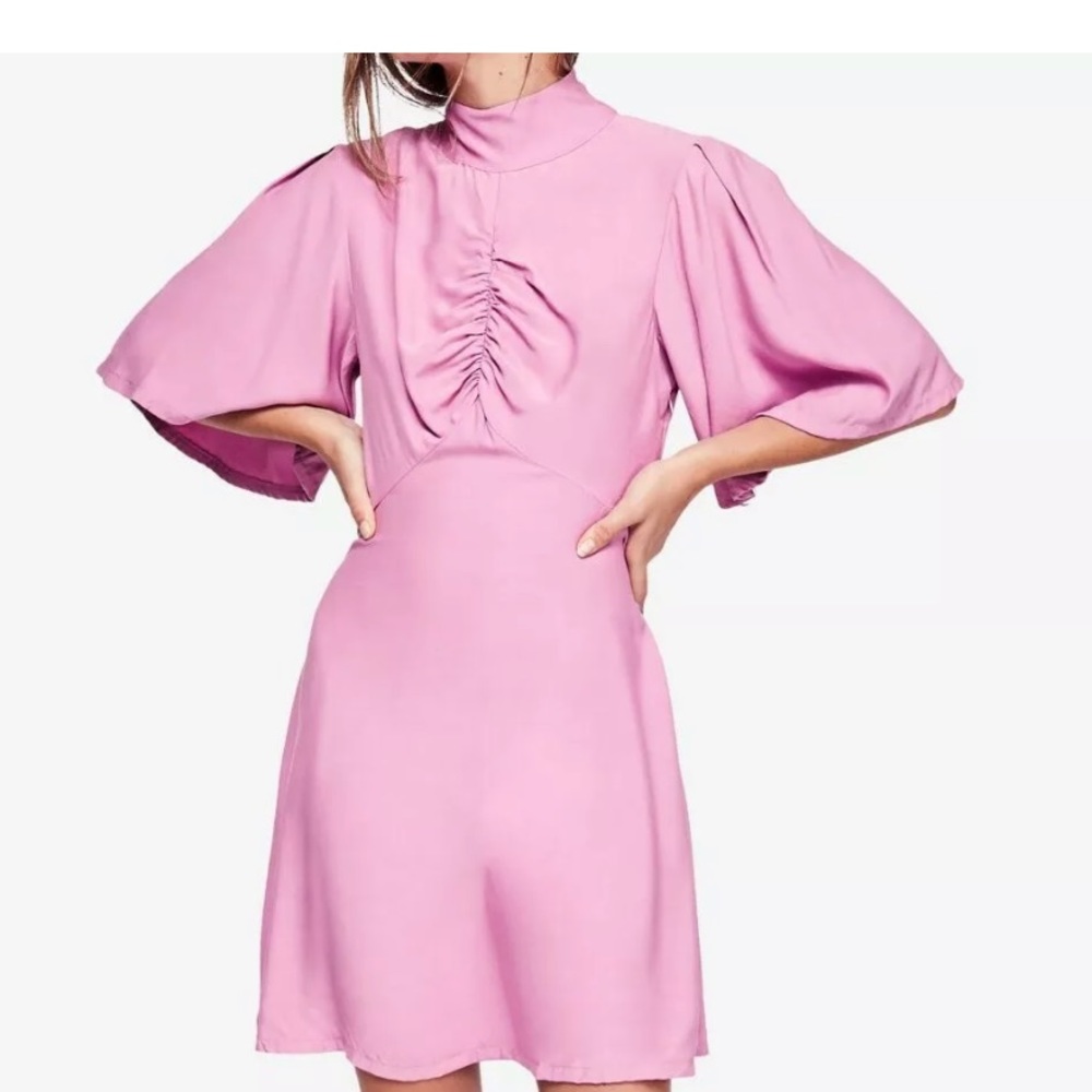 Free People Pink Purple Boho Dress Spring 12 70s